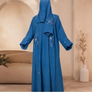 Azure Bloom Abaya Set